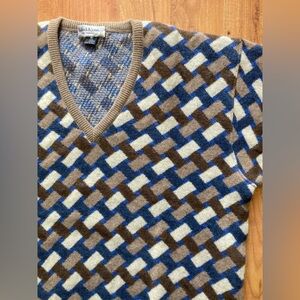 Bullock & Jones Wool Angora V-Neck  Pullover Mens Medium Sweater Italy Made